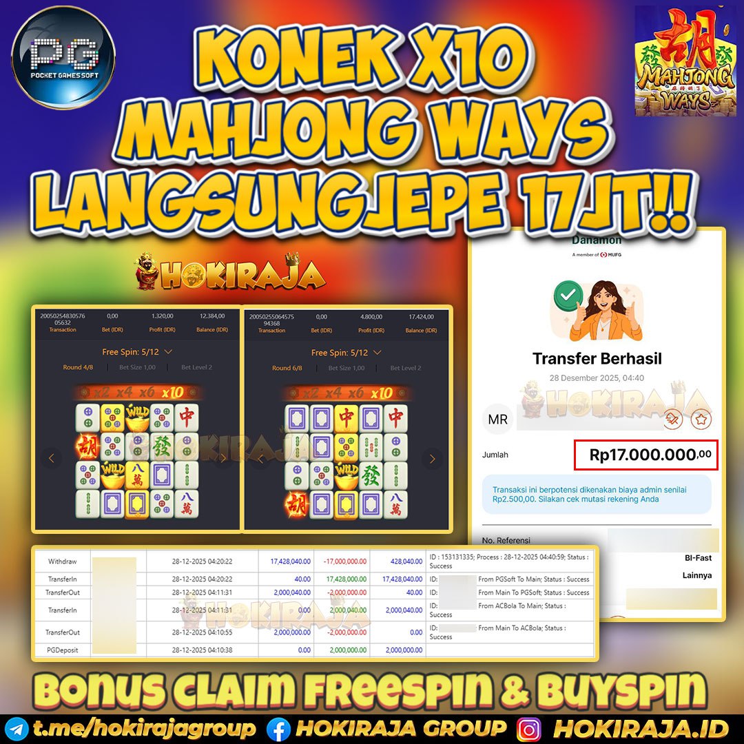 HOKIRAJA JACKPOT SLOT MAHJONG WAYS  RP 17.000.000 ID : KIMX***